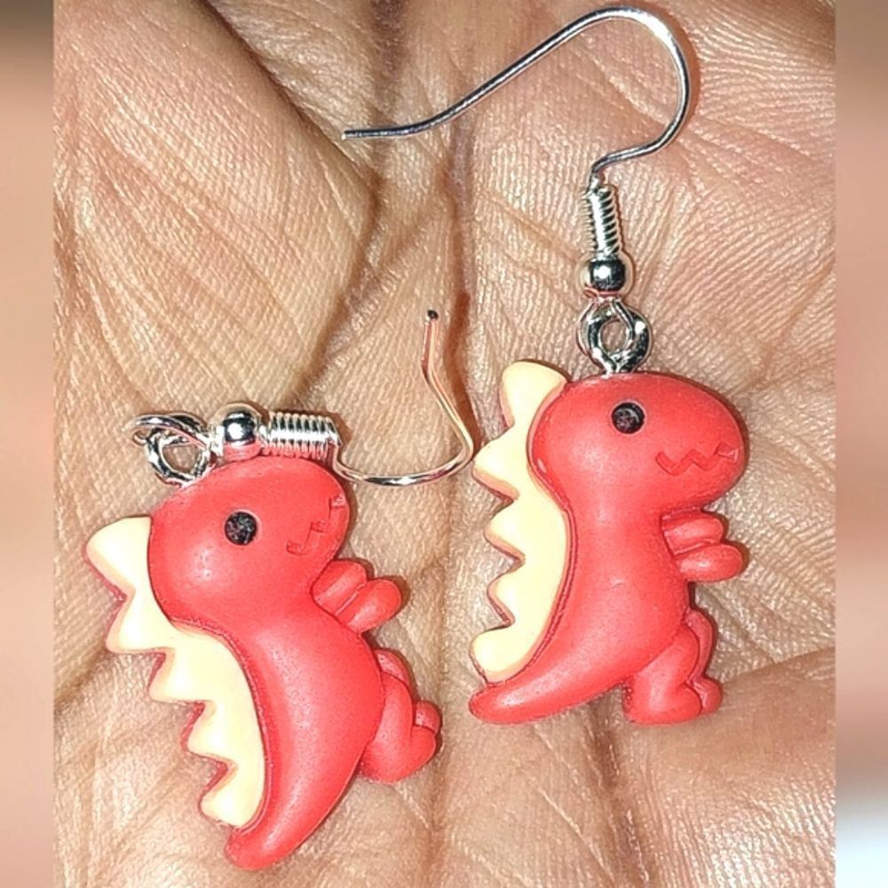 Super cute retro kids dinosaur earrings